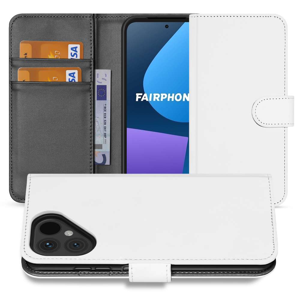 Book Case Telefoonhoesje Fairphone 5 Wit met Pasjeshouder