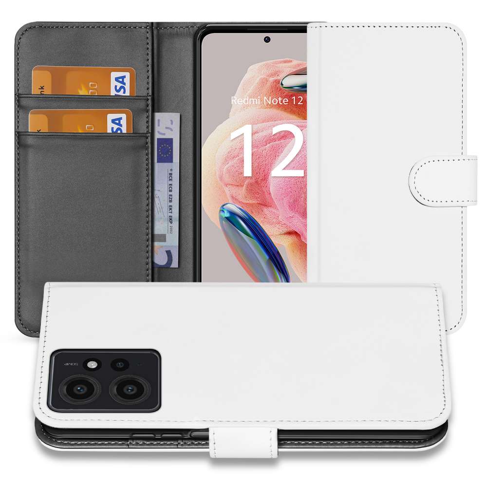 Book Case Telefoonhoesje voor de Xiaomi Redmi Note 12 4G Wit met Pasjeshouder