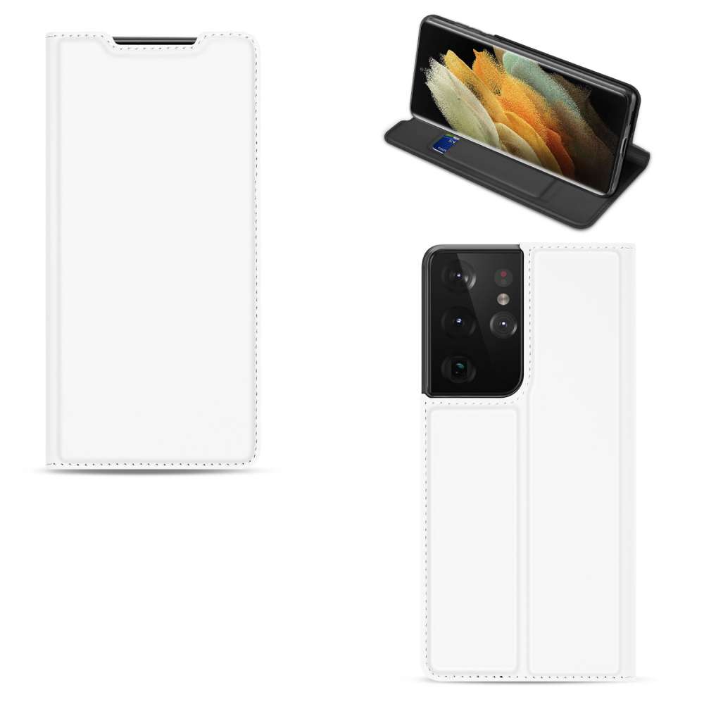 Samsung Galaxy S21 Ultra Bookcase Hoesje Wit met Pashouder