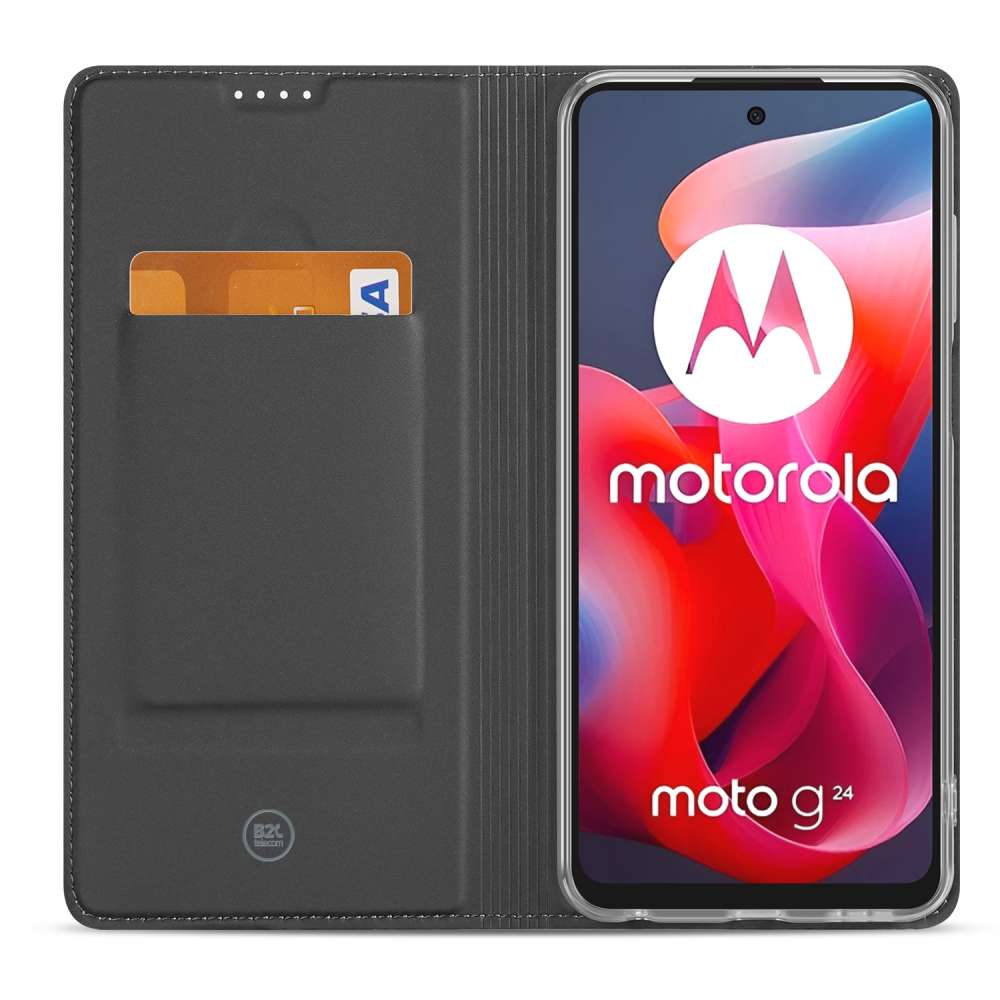 Stand Case Hoesje Motorola Moto G24 | G04 | G24 Power Wit met Pashouder