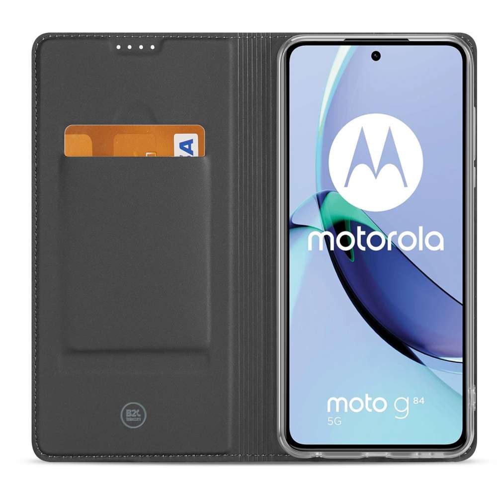 Stand Case Hoesje Motorola Moto G84 Wit met Pashouder