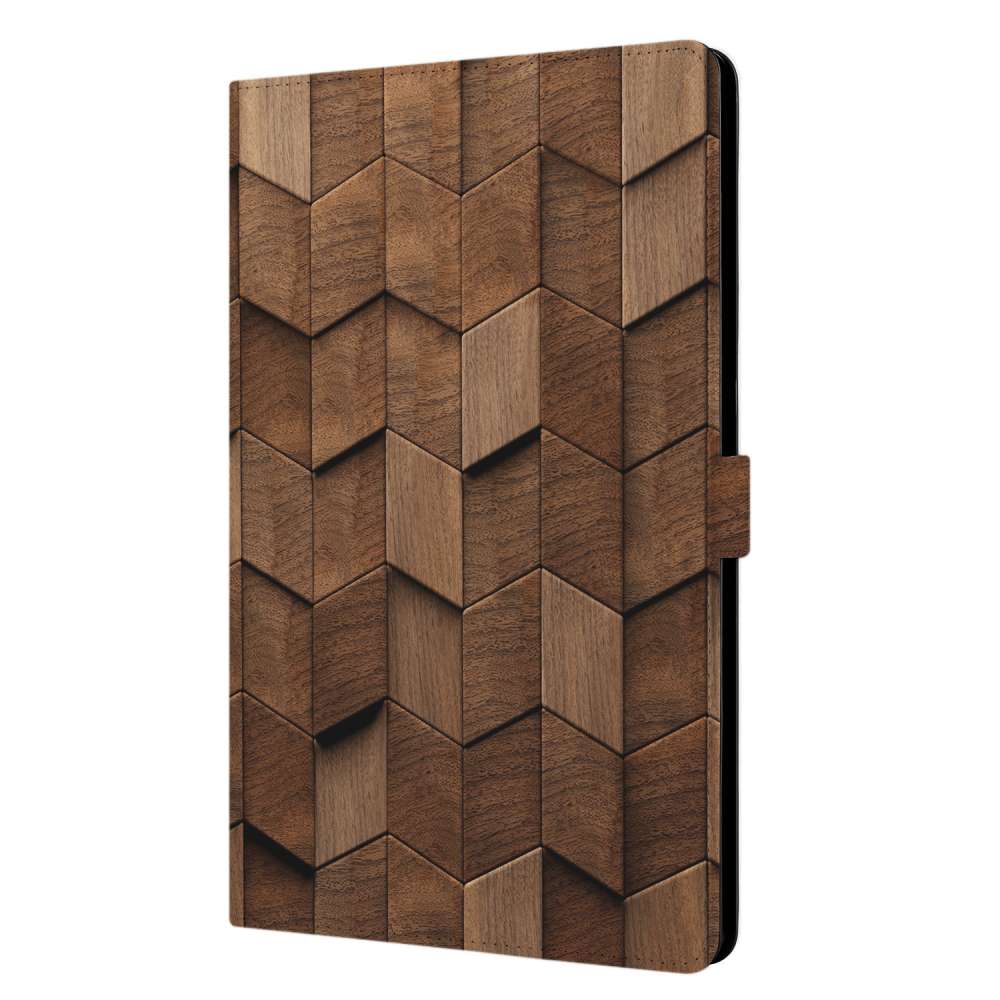 Uniek Nokia T20 Tablethoesje met Stand - Wooden Cubes Design | B2C Telecom