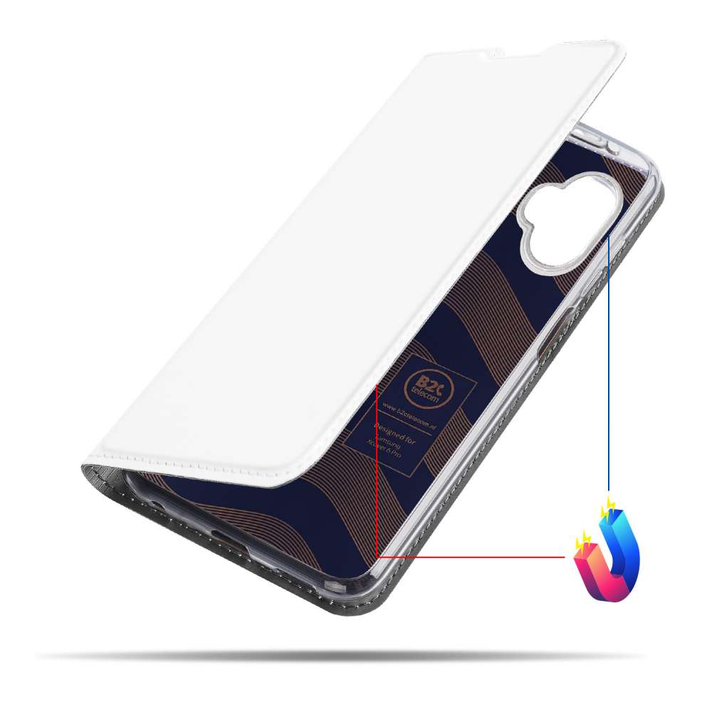 Book Case Hoesje Samsung Galaxy Xcover 6 Pro Wit met Pashouder en Standaard