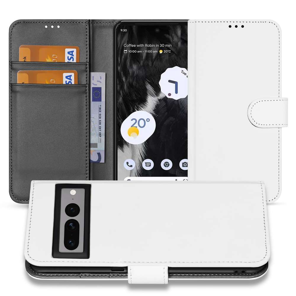 Book Case Hoesje voor de Google Pixel 7 Pro Wit met Pasjeshouder