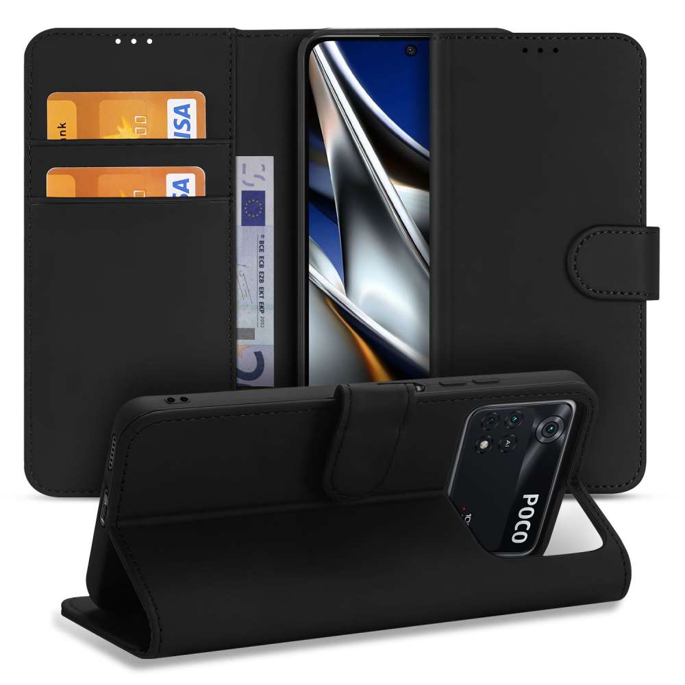 Book Case Hoesje voor de Xiaomi Poco X4 Pro 5G Zwart met Pasjeshouder