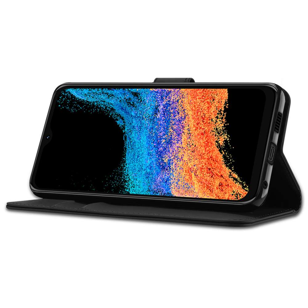 Book Case Telefoonhoesje voor de Galaxy Xcover 6 Pro Zwart met Pasjeshouder