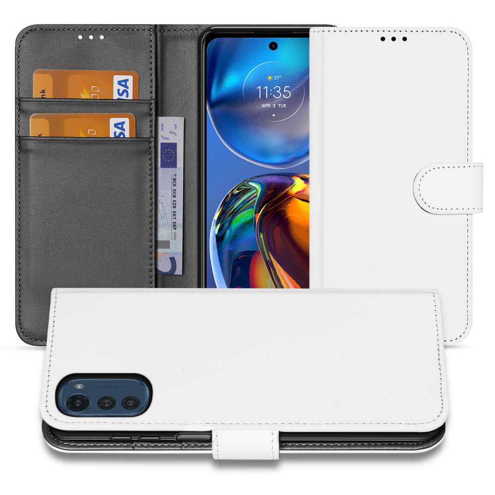 Book Case Telefoonhoesje voor de Motorola Moto E32 | Moto E32s Wit met Pasjeshouder