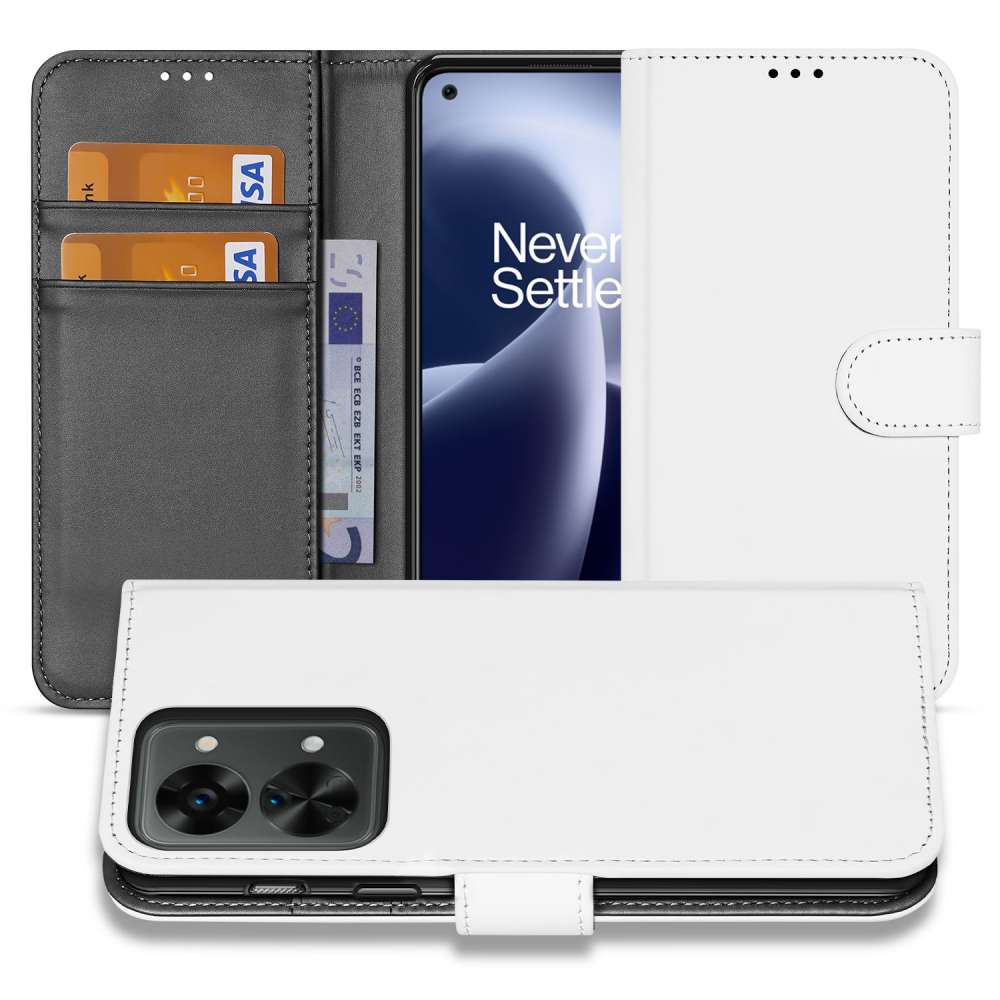 Book Case Telefoonhoesje voor de OnePlus Nord 2T Wit met Pasjeshouder
