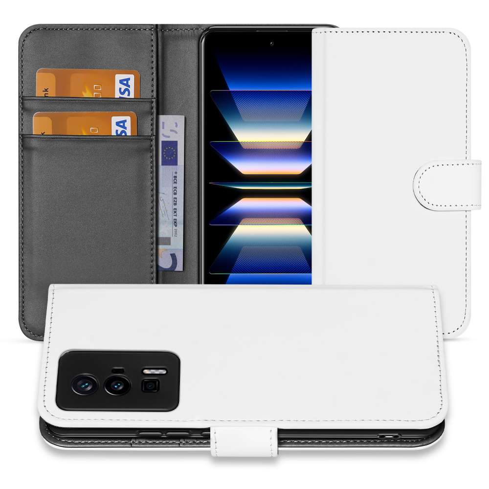 Book Case Telefoonhoesje voor de Xiaomi Poco F5 Pro Wit met Pasjeshouder