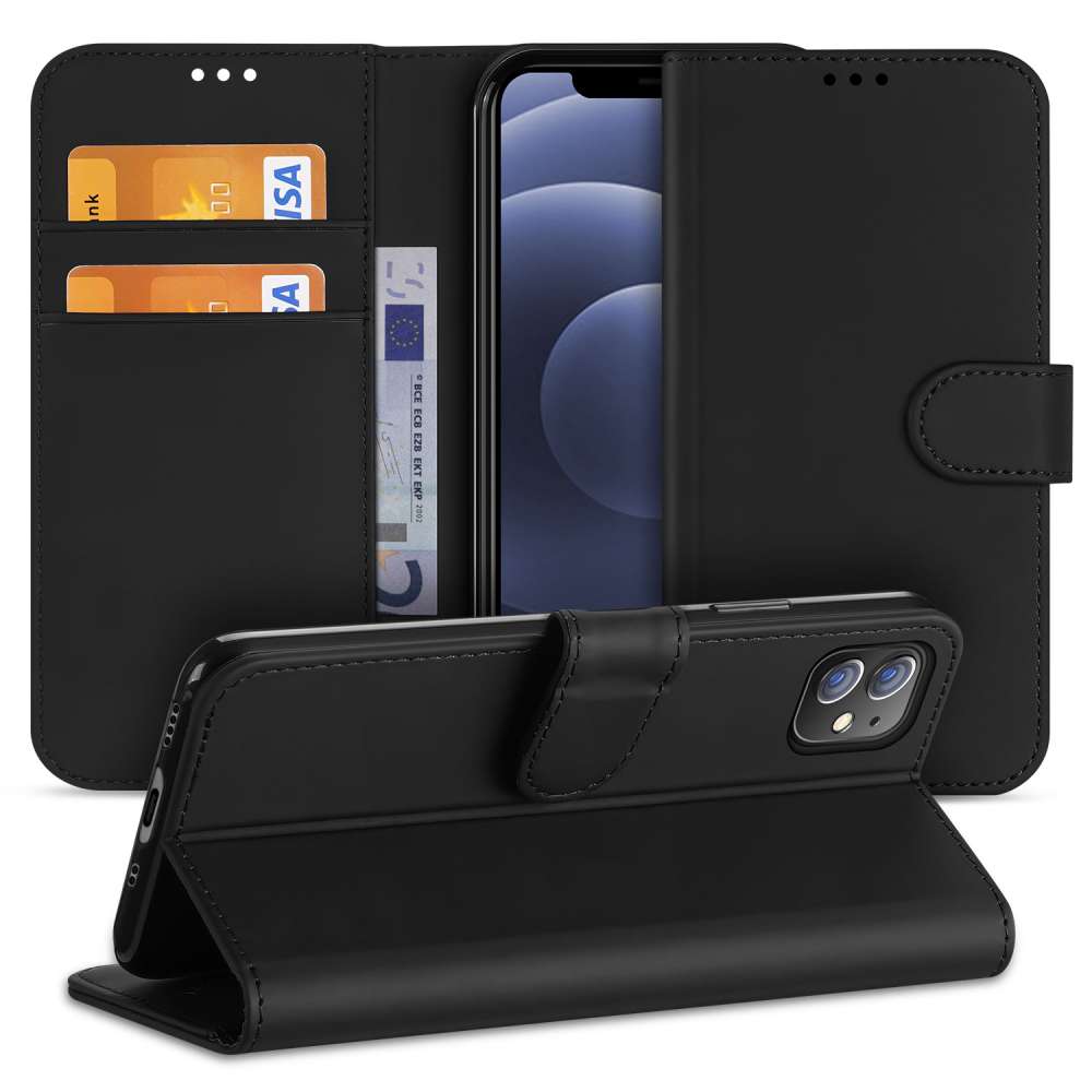Bookcase iPhone 12 Mini Zwart met Pasjeshouder