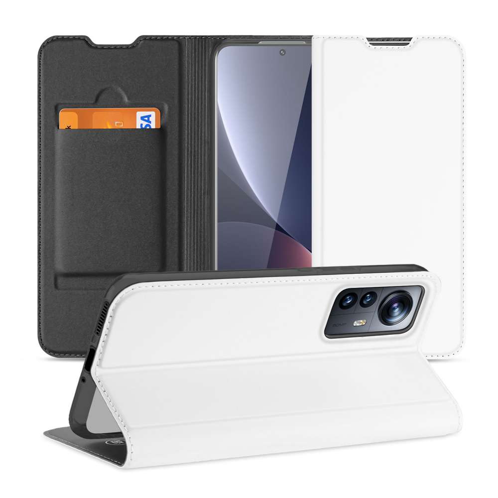 Hoesje Xiaomi 12 Pro Bookcase Wit met Pashouder en Standaard