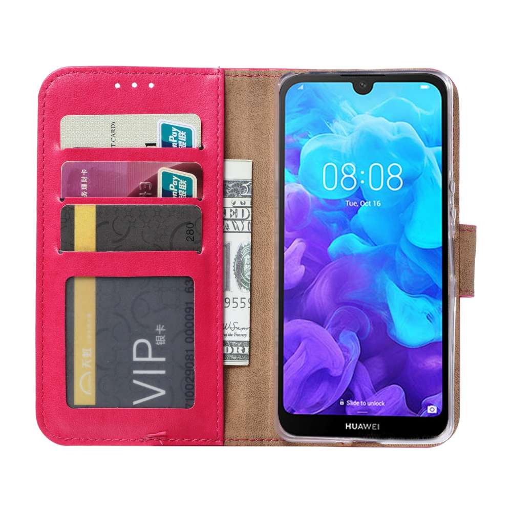 Huawei Y5 (2019) Hoesje Roze met Pasjeshouder