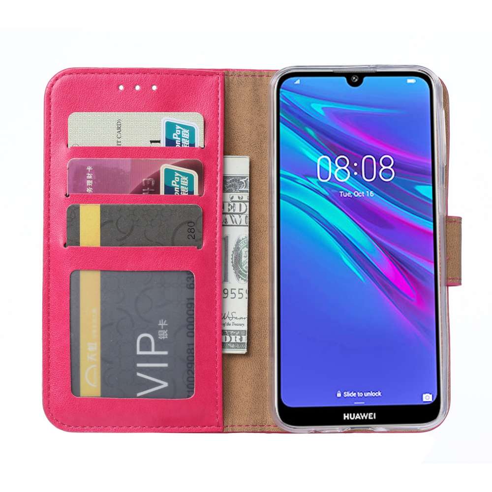 Huawei Y6 (2019) Hoesje Roze met Pasjeshouder