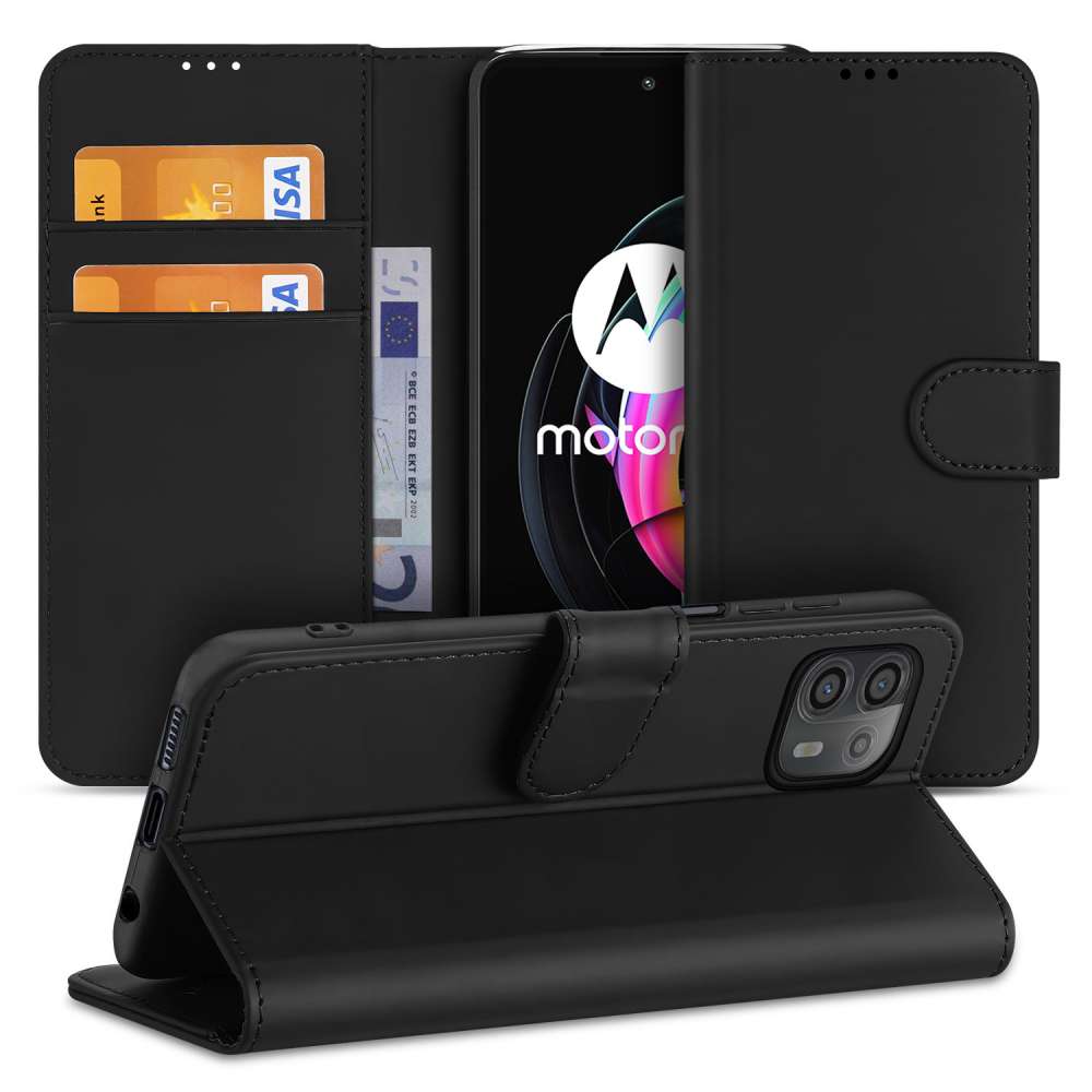 Motorola Edge 20 Lite Book Cover Zwart met Pasjeshouder