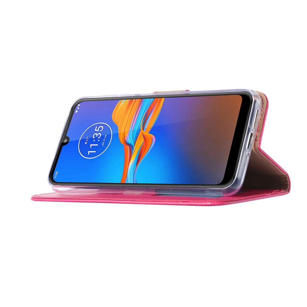 Motorola Moto E6 Plus Hoesje Roze met Pasjeshouder