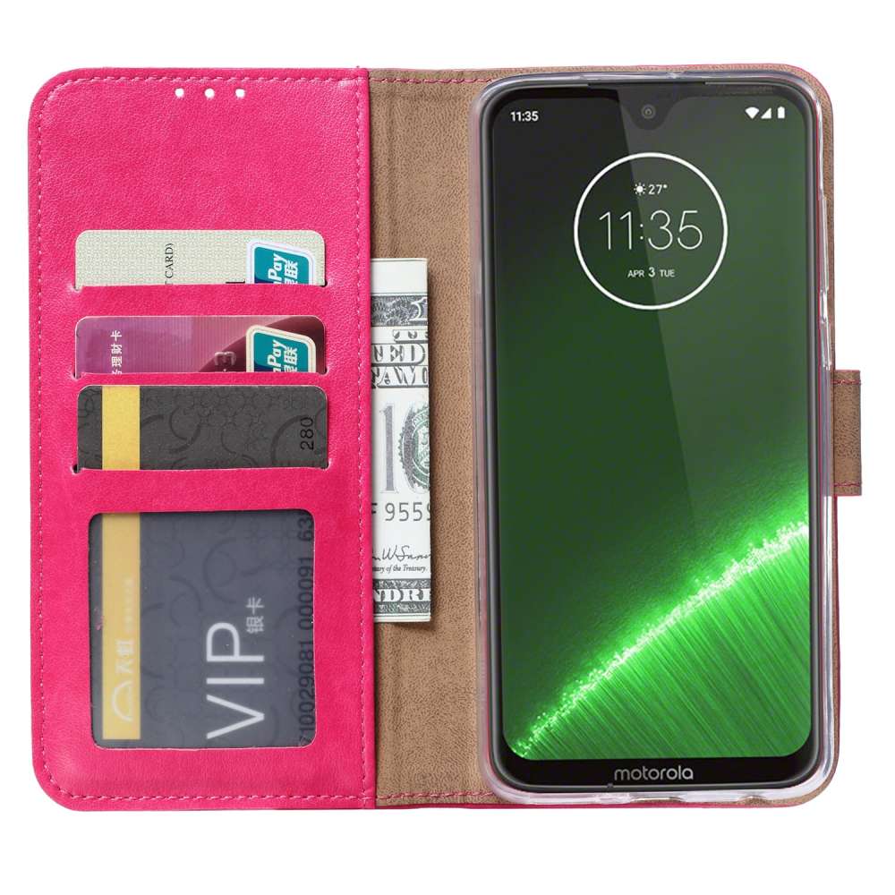 Motorola Moto G7 Plus Hoesje Roze met Pasjeshouder
