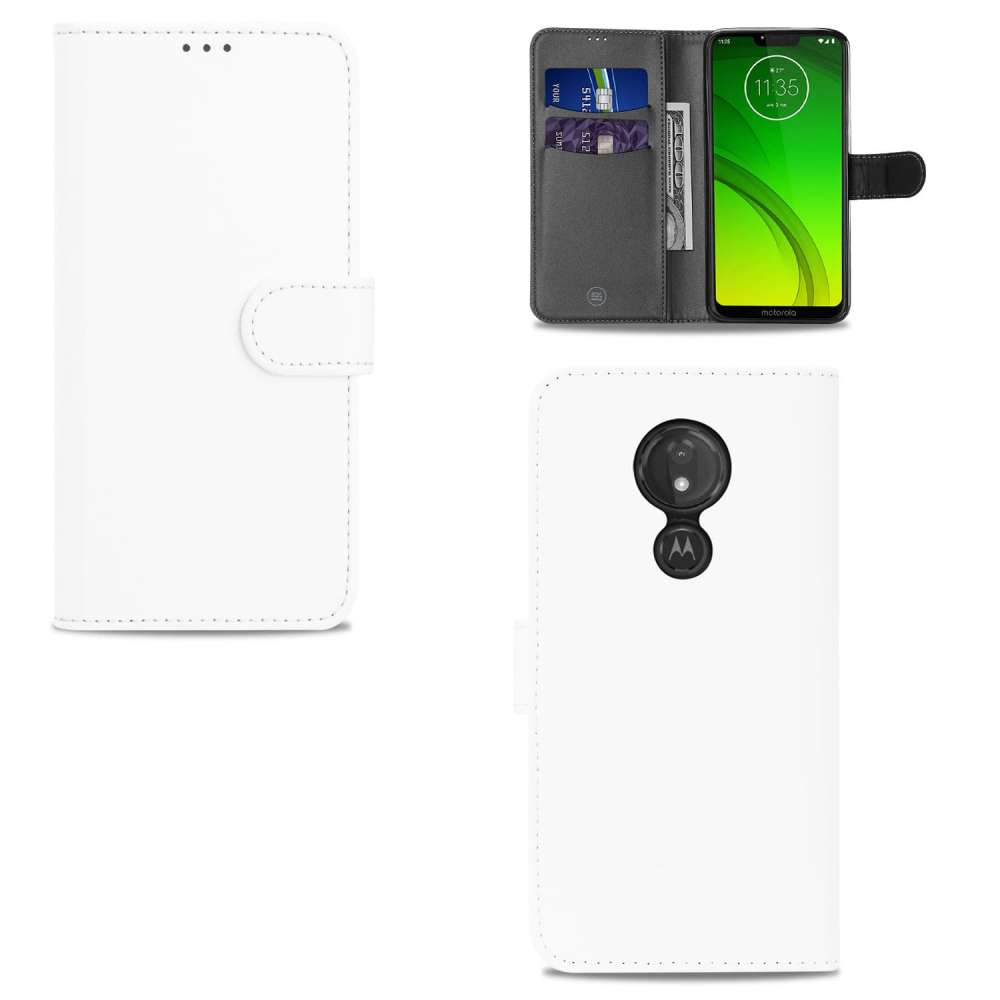 Motorola Moto G7 Power Boekhoesje Wit met Pasjeshouder