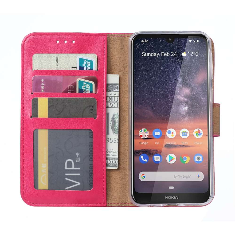Nokia 3.2 (2019) Hoesje Roze met Pasjeshouder
