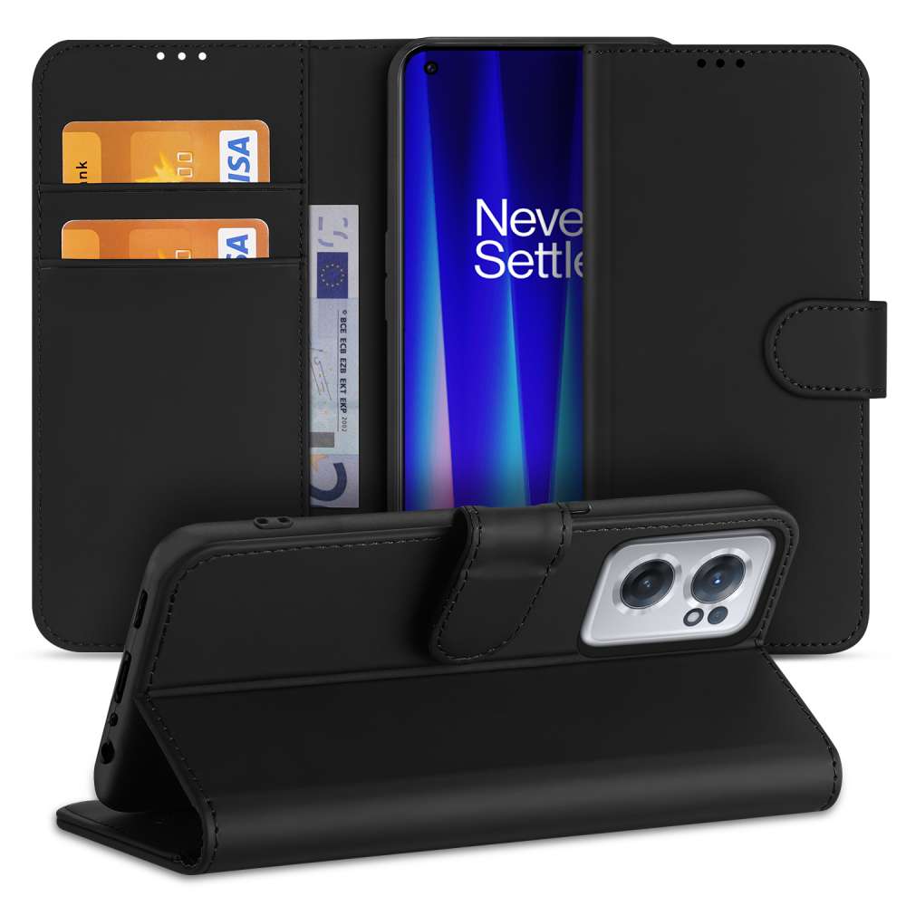 OnePlus Nord CE 2 Boekhoesje Zwart met Stand Case en Pasjeshouder