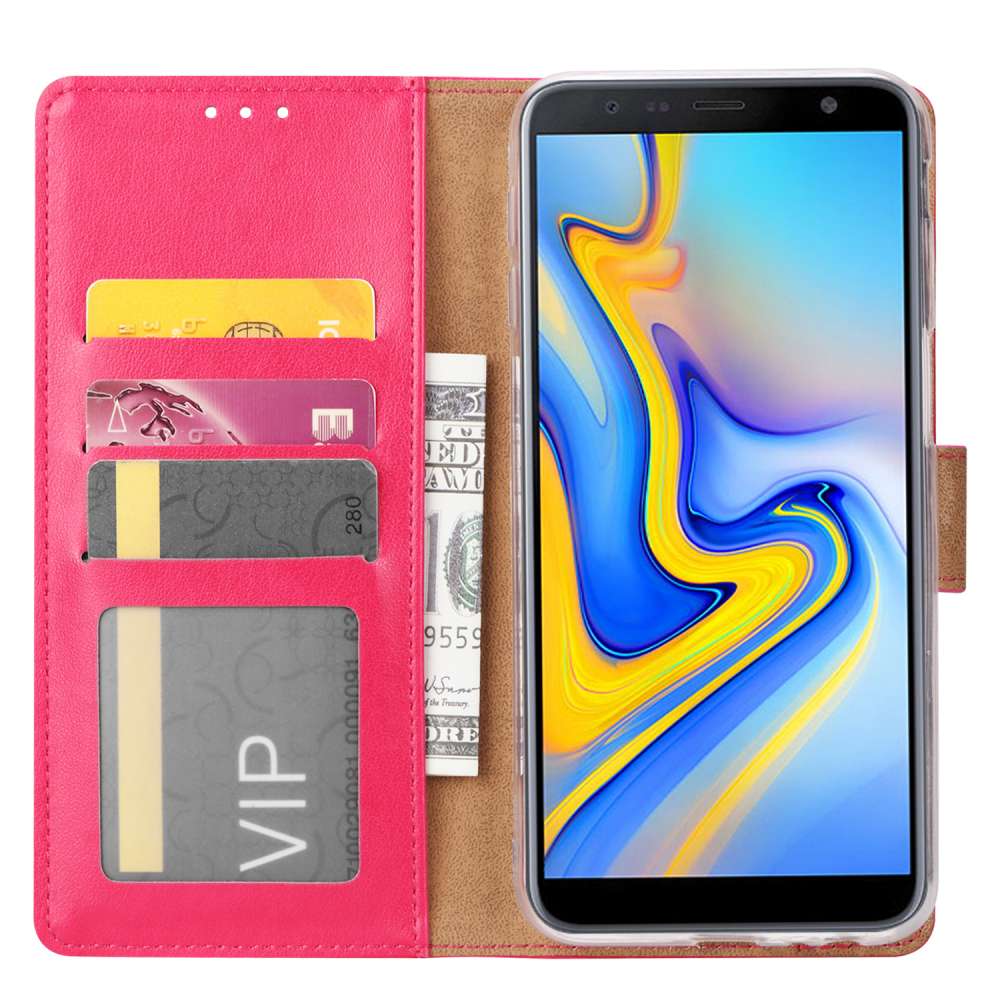 Samsung Galaxy J6 Plus (2018) Hoesje Roze met Pasjeshouder