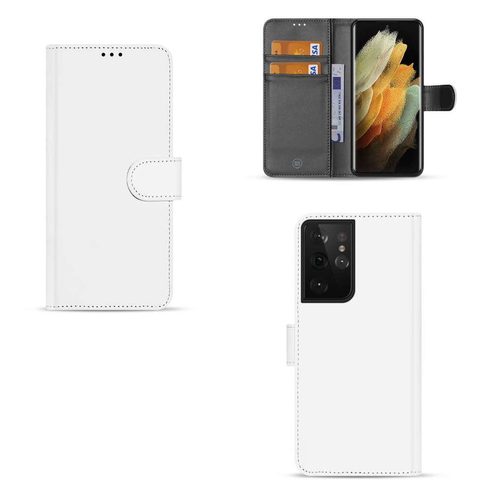 Samsung Galaxy S21 Ultra Bookcase Hoesje Wit met Pasjeshouder