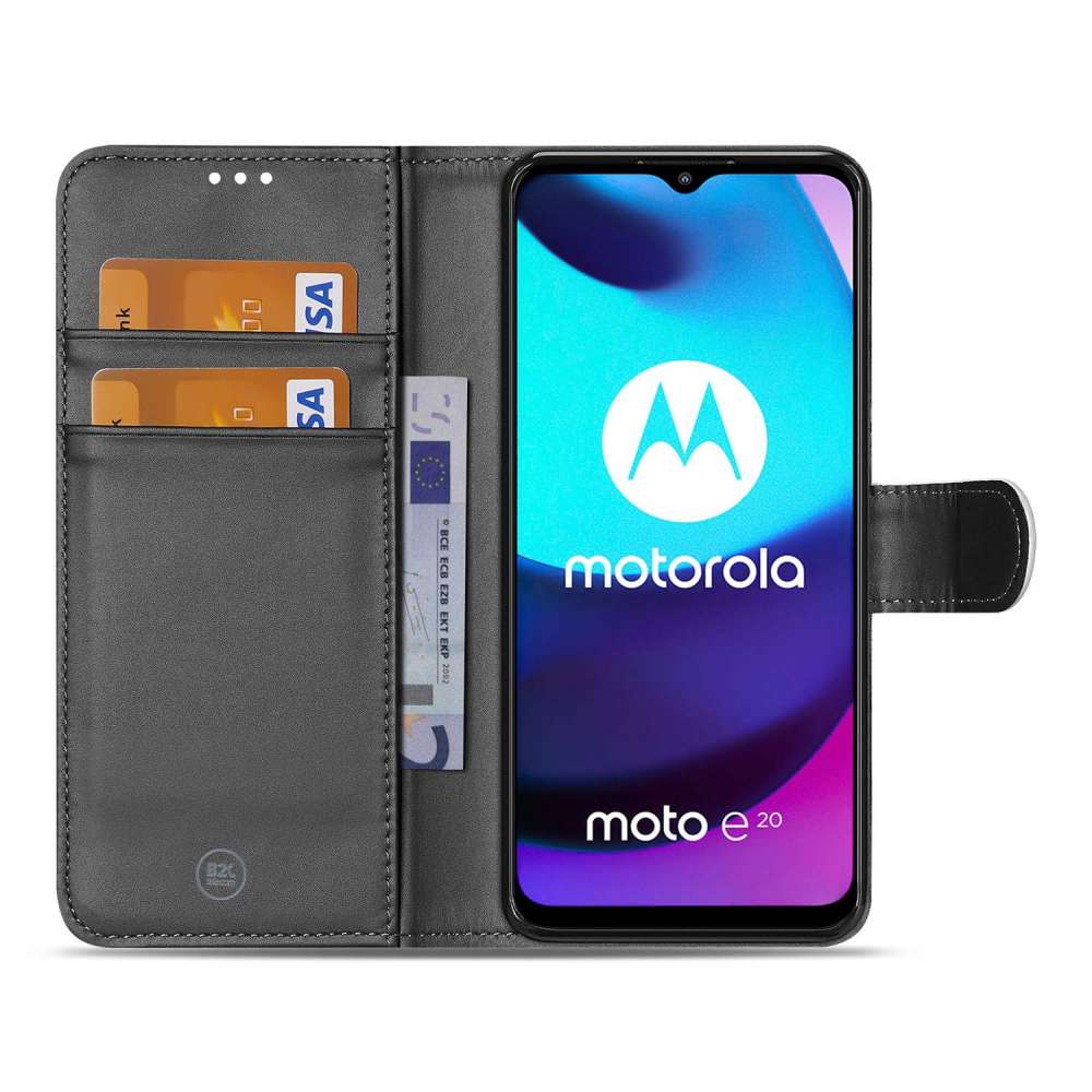 Smartphone Hoesje Motorola Moto E20 Book Cover Wit met Pasjeshouder