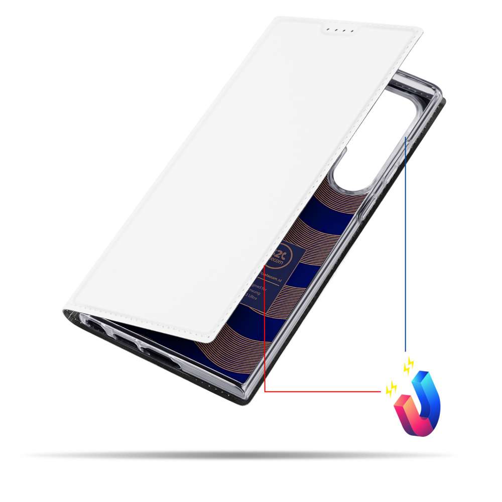 Stand Case Hoesje voor de Samsung Galaxy S23 Ultra Wit met Pashouder