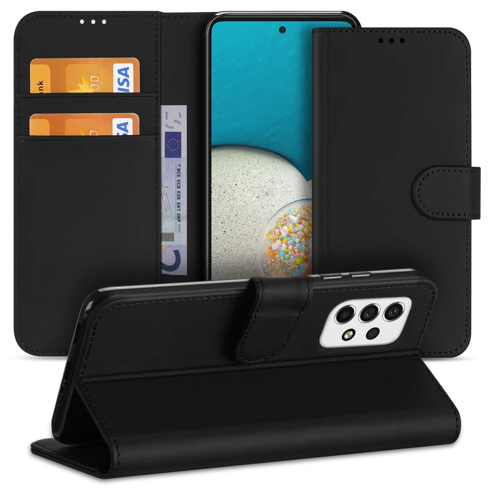 Telefoon Hoesje Samsung Galaxy A53 Bookcase Zwart met Pasjeshouder
