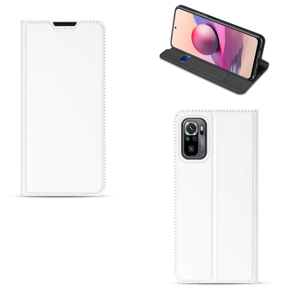 Telefoonhoesje Xiaomi Redmi Note 10/10T 5G | Poco M3 Pro Bookcase Wit met Pasjehouder