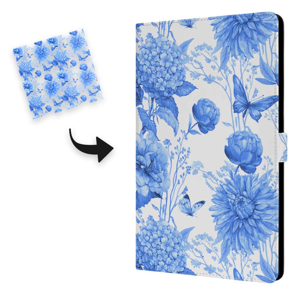 Uniek Nokia T20 Tablethoesje met Stand - Flowers Blue Design | B2C Telecom