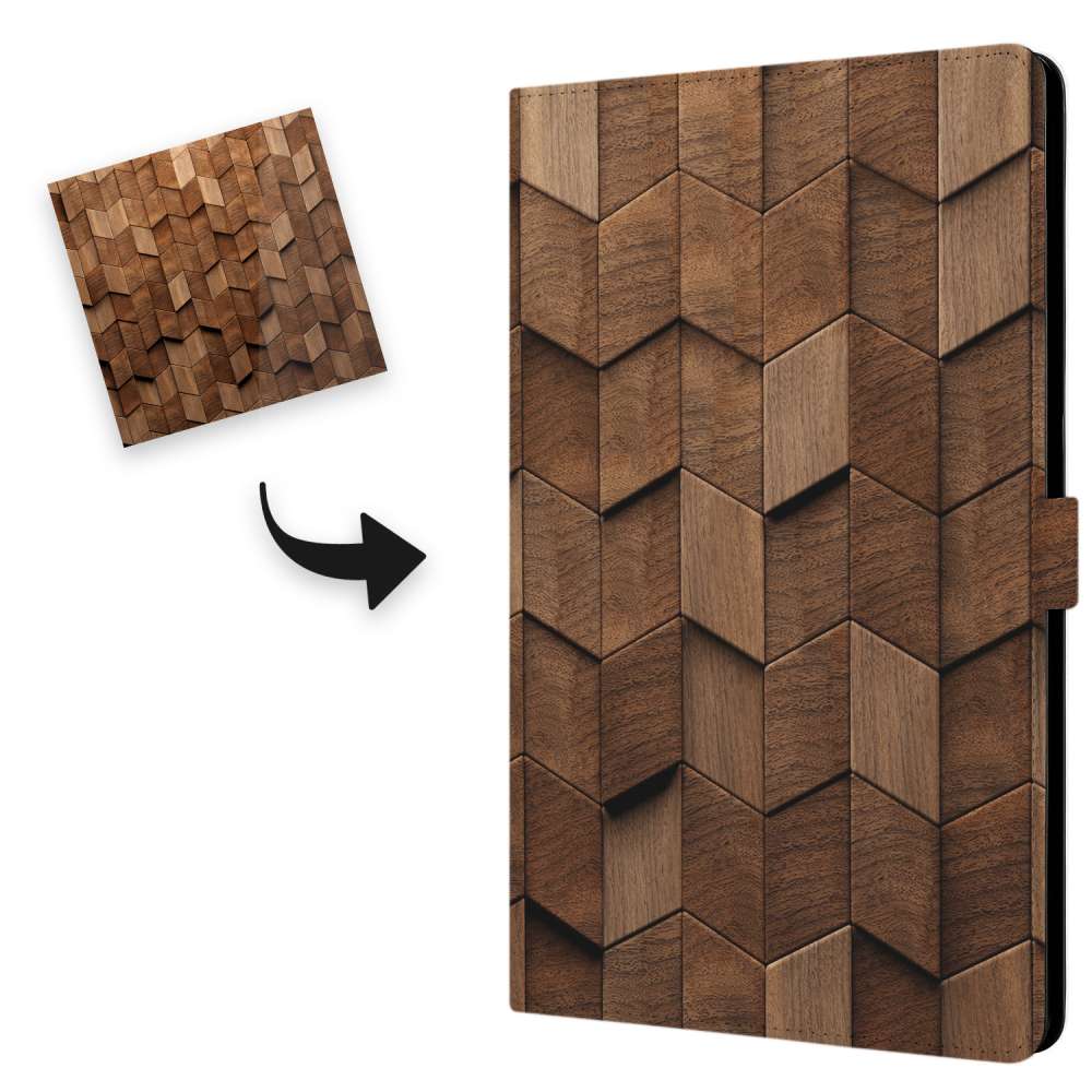 Uniek Nokia T20 Tablethoesje met Stand - Wooden Cubes Design | B2C Telecom
