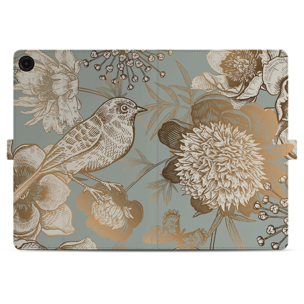Uniek Samsung Galaxy Tab A9 Plus Tablethoes Vintage Bird Flowers Design | B2C Telecom