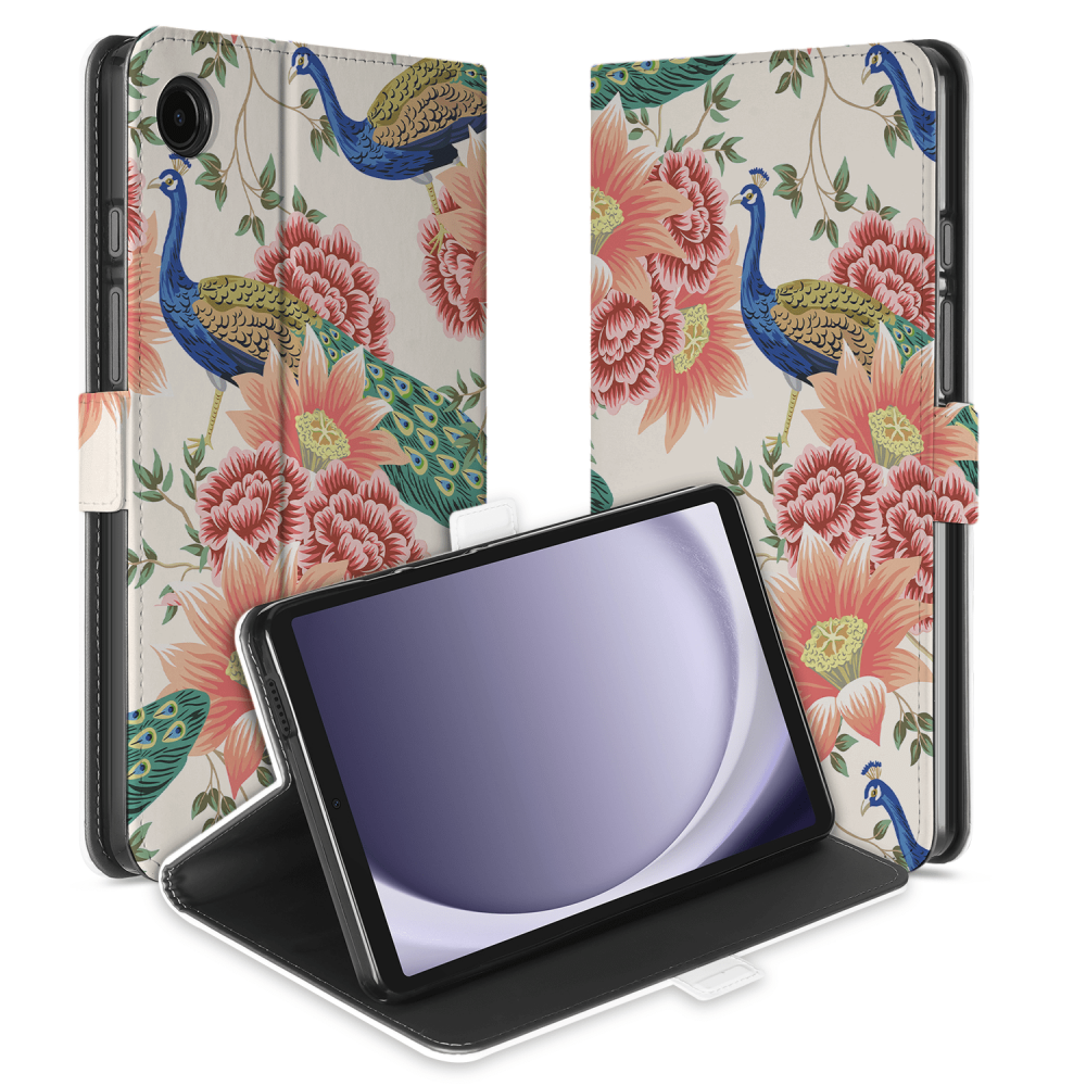 Uniek Samsung Galaxy Tab A9 Plus Tablethoesje Pink Peacock Design | B2C Telecom