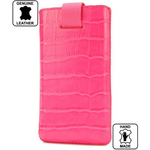 B2C Lederen Hoesje iPhone 4 /4S Croco Pink