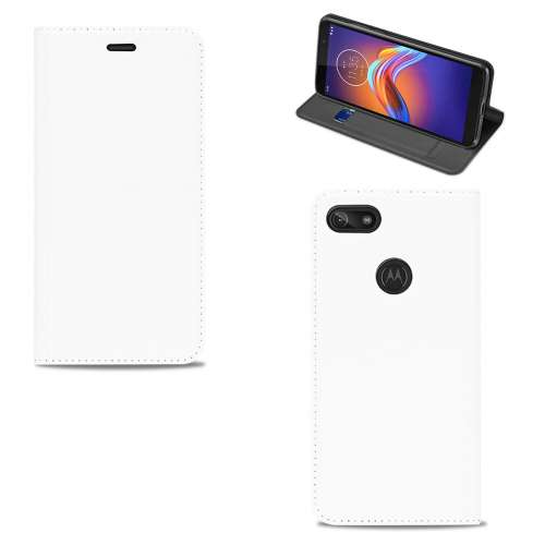 Bookcase Motorola Moto E6 Play Hoesje Wit met Pashouder