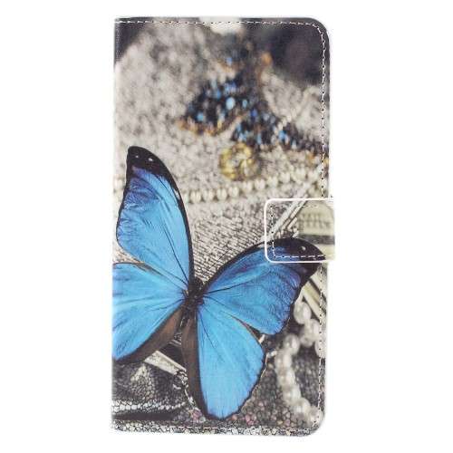 Huawei Y6 II | Honor 5A Hoesje Blauwe Vlinder met Opbergvakjes