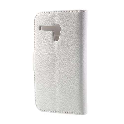 Litchi Folio Wallet Stand Case Motorola Moto G Wit