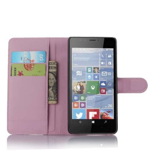Microsoft Lumia 950 Hoesje Lichtroze met Opbergvakjes