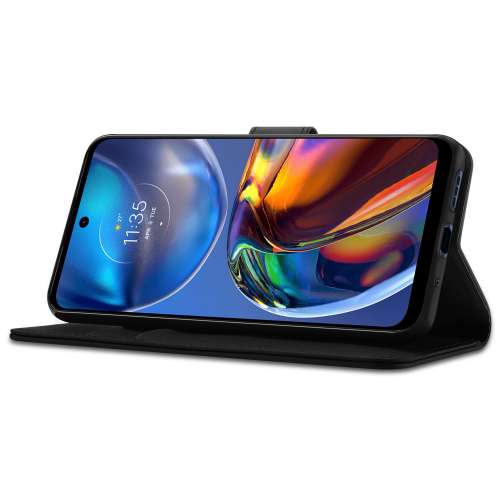 Motorola Moto E32/E32s Bookcase Hoesje Zwart met Pasjeshouder