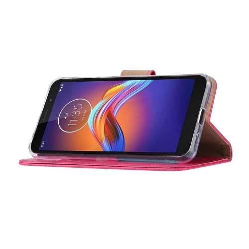 Motorola Moto E6 Play Hoesje Roze met Pasjeshouder