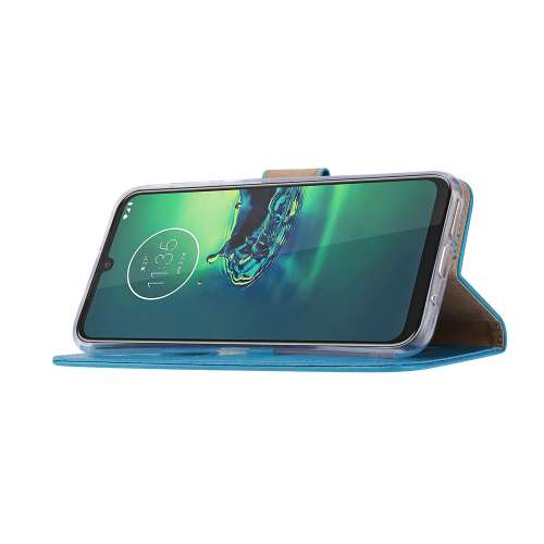 Motorola Moto G8 Plus Hoesje Turquoise met Pasjeshouder