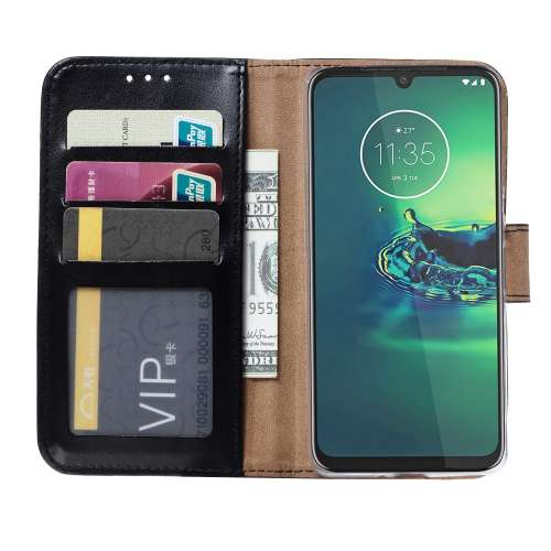 Motorola Moto G8 Plus Hoesje Zwart met Pasjeshouder