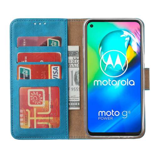 Motorola Moto G8 Power Hoesje Turquoise met Standaard