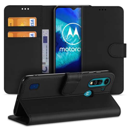 Motorola Moto G8 Power Lite Hoesje Zwart met Pasjeshouder
