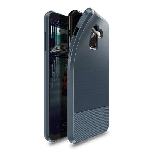Samsung Galaxy A8 Plus 2018 TPU Hoesje Geborsteld Blauw