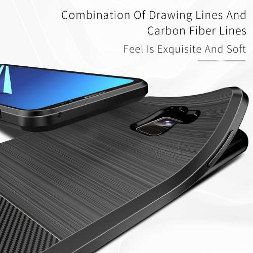 Samsung Galaxy A8 Plus 2018 TPU Hoesje Geborsteld Zwart