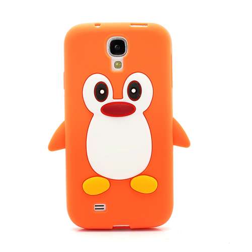 Samsung Galaxy S4 i9500 Penguin Silicone Case Oranje