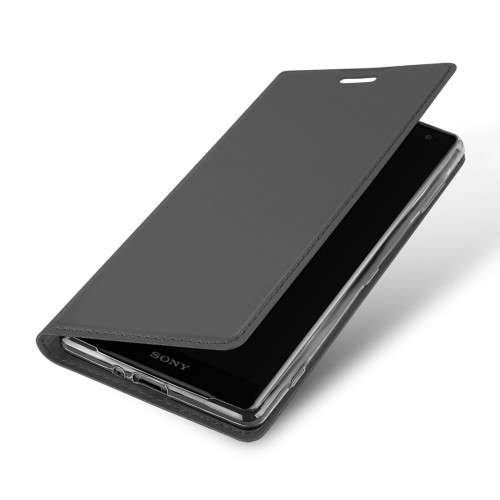 Sony Xperia XZ2 Telefoonhoesje Grijs met Opbergvakje