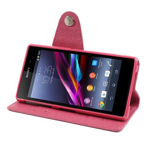 Sony Xperia Z1 MLT Wallet Stand Case Hoesje Roze