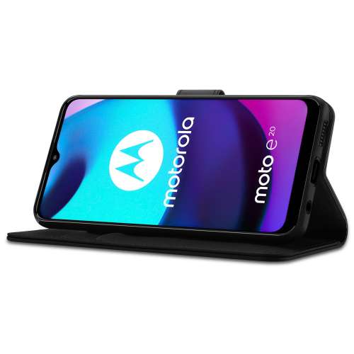 Telefoon Hoesje Motorola Moto E20 Book Case Zwart met Pasjeshouder